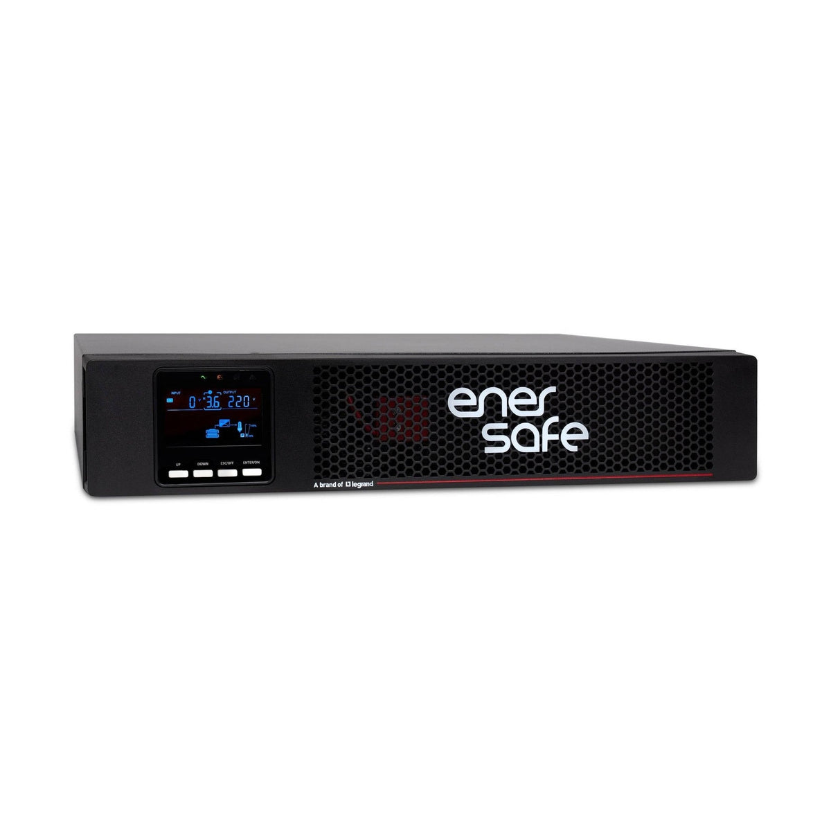 UPS Enersafe ESOL RTH 1000VA — Panel trasero con conexiones y puertos