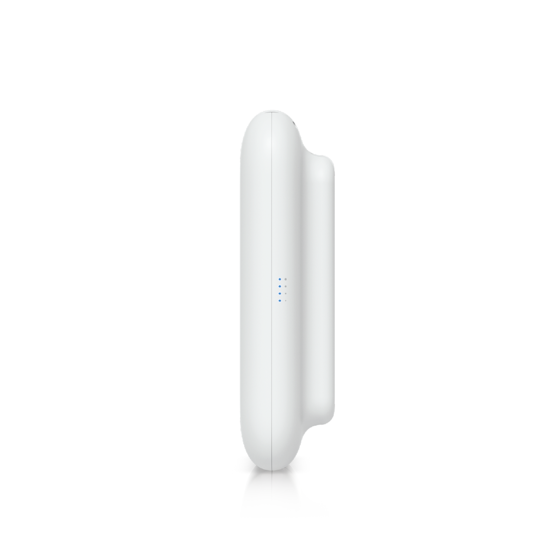 Perfil lateral aerodinámico del dispositivo con indicadores LED azules verticales