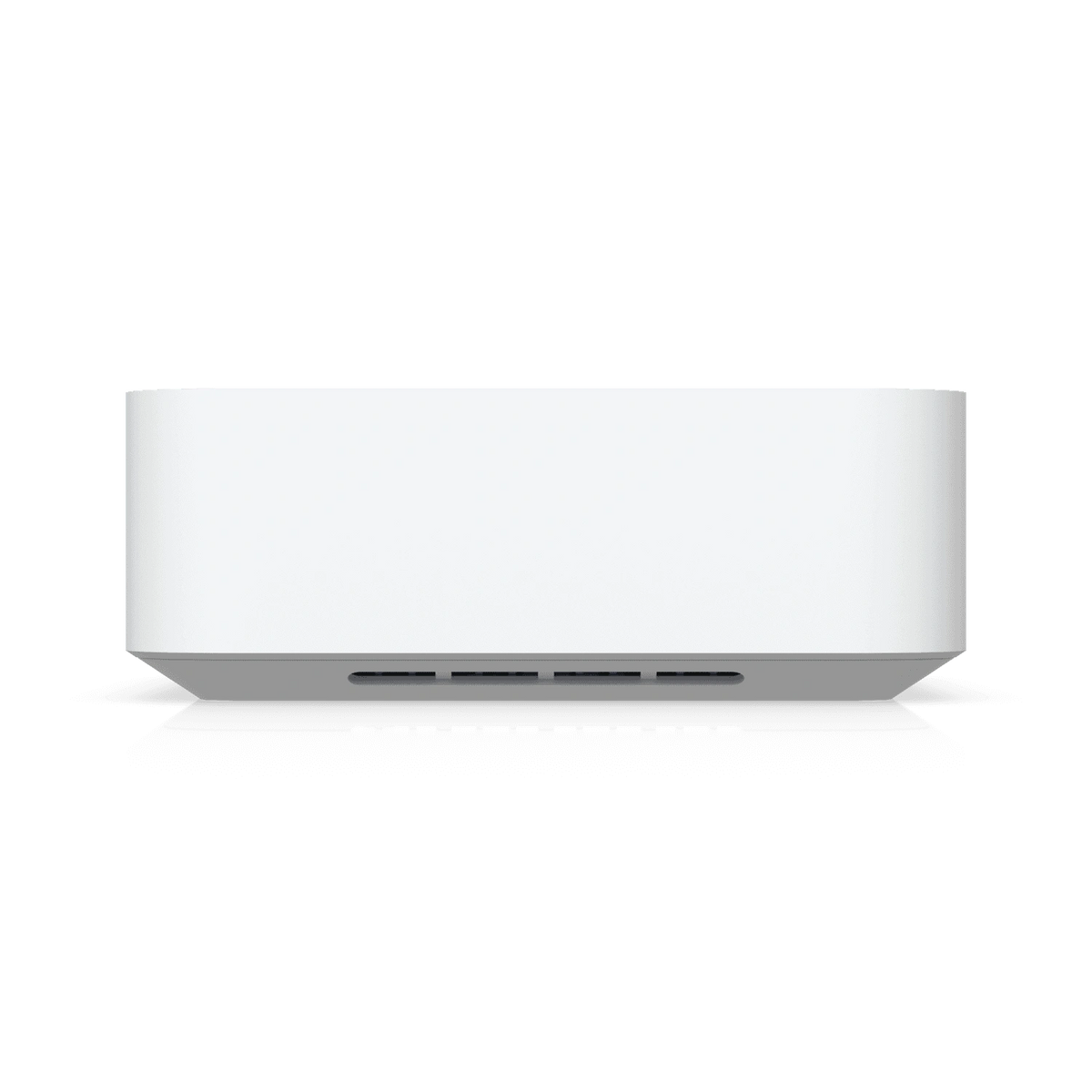 Vista lateral trasera del router wifi 7 para pequeñas empresas destacando las rejillas de ventilación horizontales grises