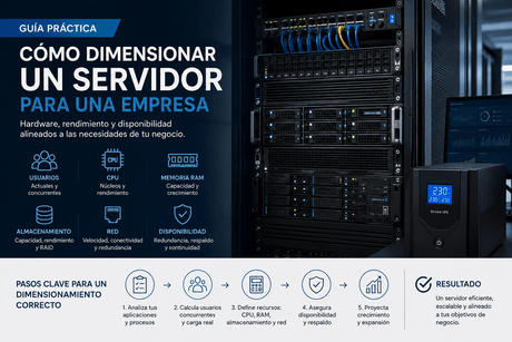 Cómo dimensionar un servidor para una empresa: guía práctica de CPU, RAM, almacenamiento y red