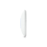 Perfil lateral redondeado del router WiFi interior blanco con línea indicadora azul