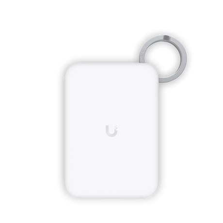 Analizador de espectro portátil blanco con logotipo U gris y anillo metálico plateado para montaje MagSafe