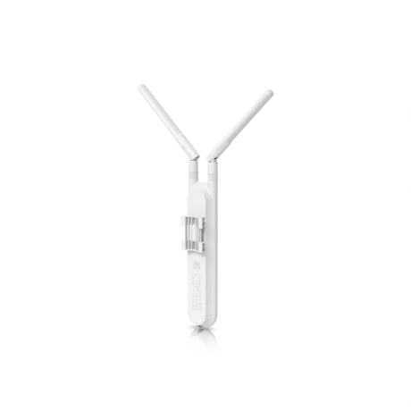 Vista trasera del access point con dos antenas blancas extendidas en forma de V