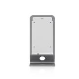 Vista frontal del bracket metálico con panel rectangular y base con corte