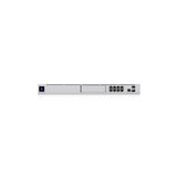 Perfil lateral delgado del router empresarial gris con superficie lisa mate