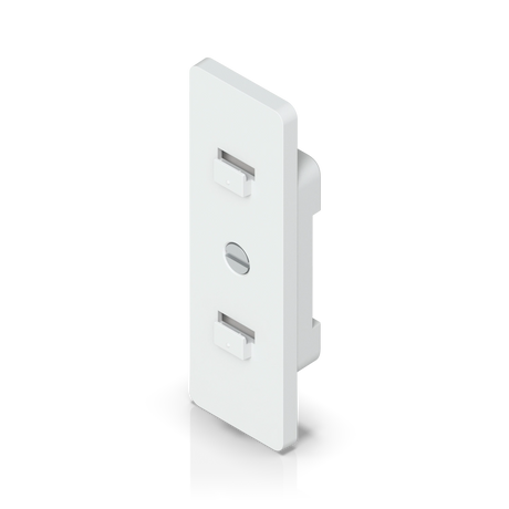 Soporte riel DIN blanco de policarbonato para switches UniFi con clips de liberación y orificio central