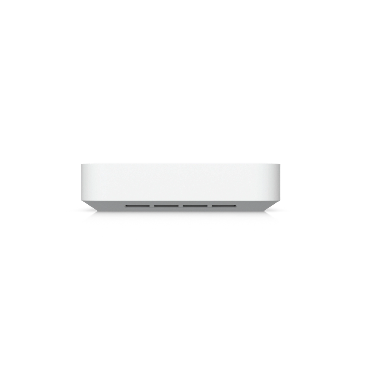 Vista inferior del router blanco mostrando cuatro rejillas de ventilación horizontales integradas en la base
