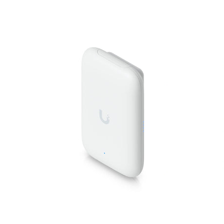 Plano isométrico alto del dispositivo de red minimalista en blanco mate con fila vertical de luces diagnósticas