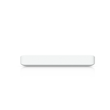 Perfil lateral del dispositivo de red compacto blanco con acabado mate suave