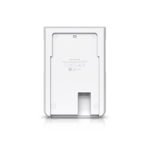 Parte trasera del router corporativo con certificaciones CE FCC, código QR y ranura de montaje