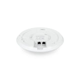 Panel trasero con dos puertos RJ45 negros y botón de reinicio en carcasa blanca