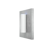 Punto de acceso WiFi exterior blanco montado en pared gris con anillo LED azul iluminado