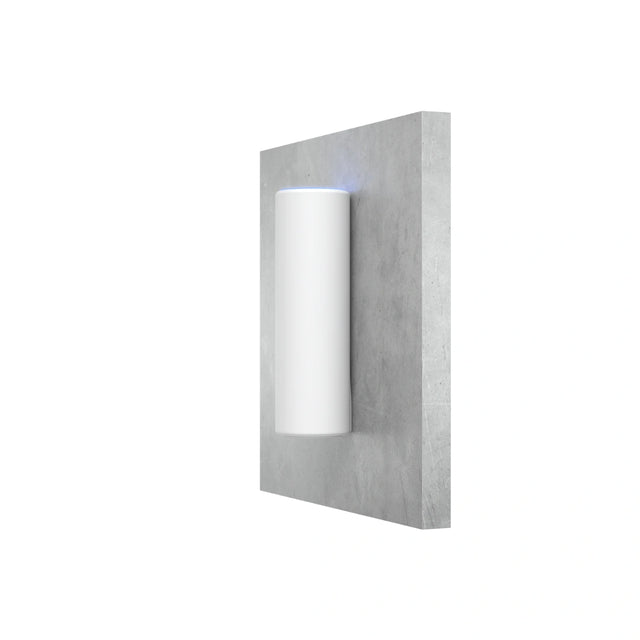 Punto de acceso WiFi exterior blanco montado en pared gris con anillo LED azul iluminado