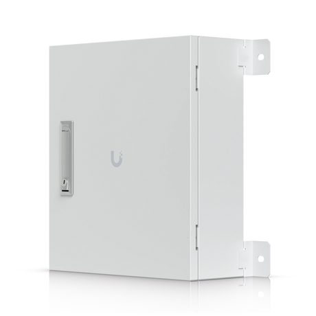 Gabinete exterior UniFi blanco de acero galvanizado con manija y cerradura para protección IP55