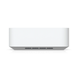 Vista lateral trasera del router wifi 7 para pequeñas empresas destacando las rejillas de ventilación horizontales grises